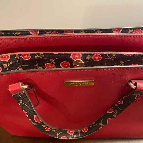 Kate Spade Red and Black Floral Handbag - Picture 2 of 6